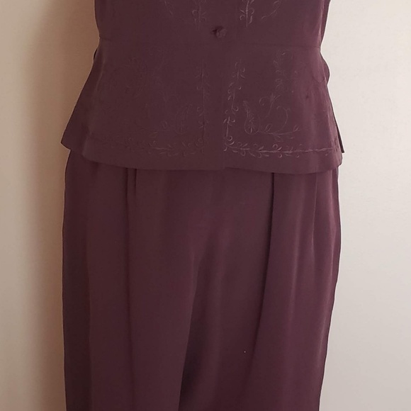 100% Silk Embroidered Button Down Vest and Slacks - Picture 5 of 5